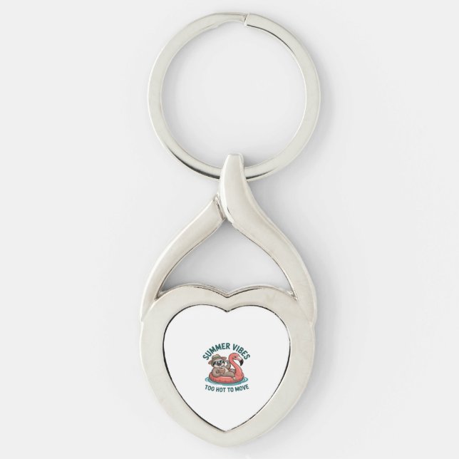Summer Vibes Sloth Funny Lazy Float Keychain (Front)