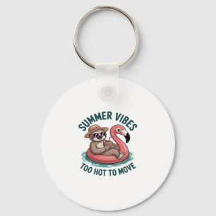 Summer Vibes Sloth Funny Lazy Float Keychain