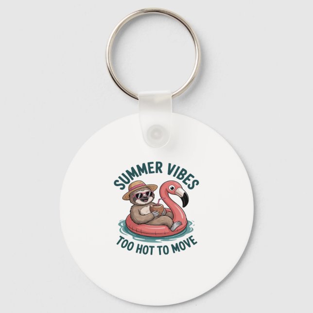 Summer Vibes Sloth Funny Lazy Float Keychain (Front)