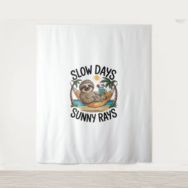Summer Vibes Sloth Funny Lazy Float Tapestry (Front)
