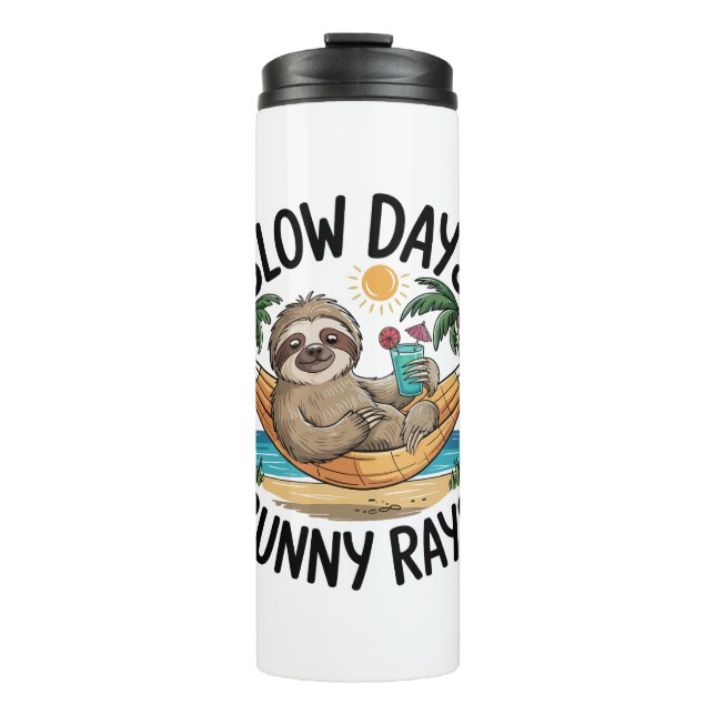 Summer Vibes Sloth Funny Lazy Float Thermal Tumbler (Front)