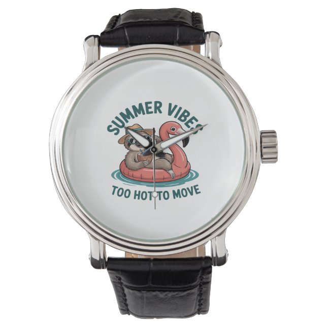 Summer Vibes Sloth Funny Lazy Float Watch (Front)