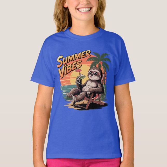 summer vibes sloth T-Shirt (Front)