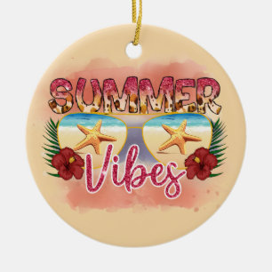 Summer Vibes Starfish Coastal Beach Ceramic Ornament