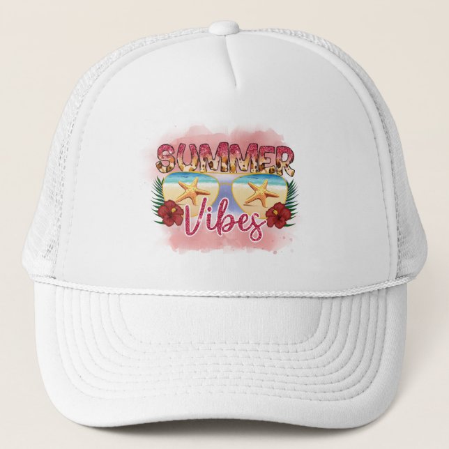Summer Vibes | Starfish | Coastal Beach Trucker Hat (Front)