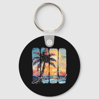 Summer Vibes Summer Soul Palm Tree Sunset Funny Keychain