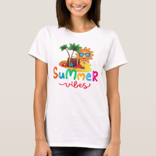 Summer Vibes Sun And Palm Trees Women's T-Shirt