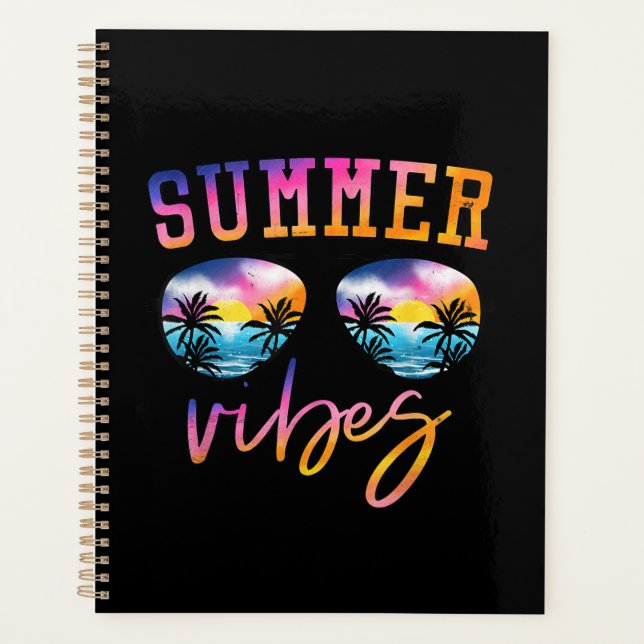 Summer Vibes Sunglasses With Palm Tree Funny Beach Planner (Front)