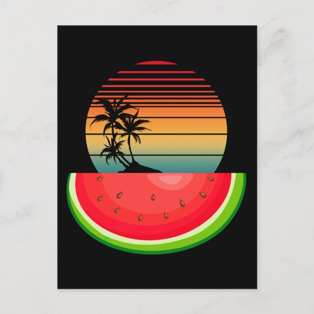 Summer Vibes Sunset Watermelon  Postcard (Front)