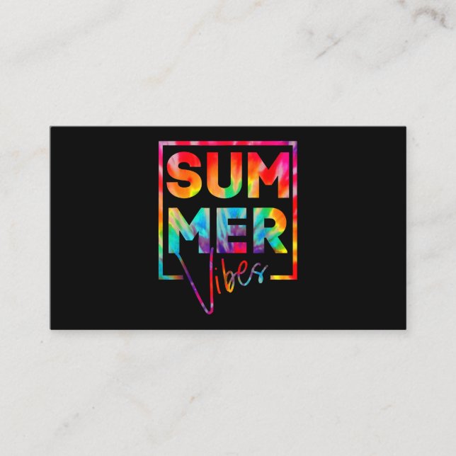 Summer Vibes Tie Dye Hello Summer Vacation Business Card (Front)