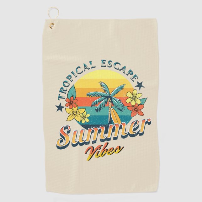 Summer vibes - Tropical escape Golf Towel (Front)