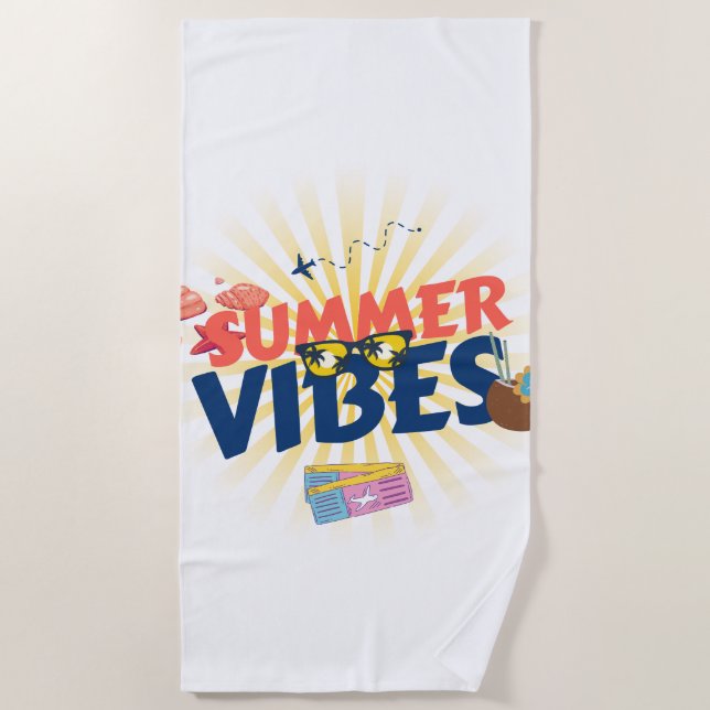 Summer Vibes – Tropical Getaway Beach Towel (Front)