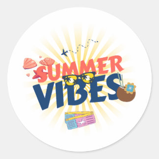 Summer Vibes – Tropical Getaway Classic Round Sticker