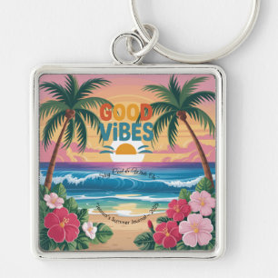 Summer Vibes Tropical Notebook  Keychain