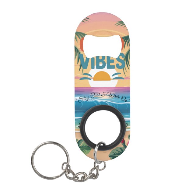 Summer Vibes Tropical Notebook  Keychain Bottle Opener (Front)