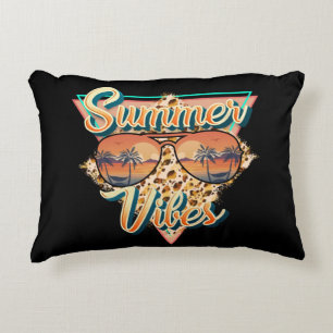Summer Vibes   Vintage Sunglasses   Beach Sunset Accent Pillow