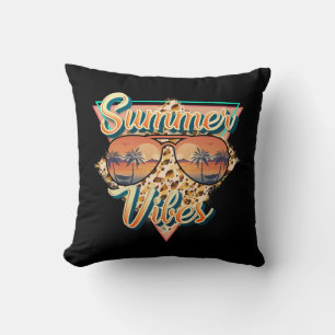 Summer Vibes   Vintage Sunglasses   Beach Sunset Throw Pillow