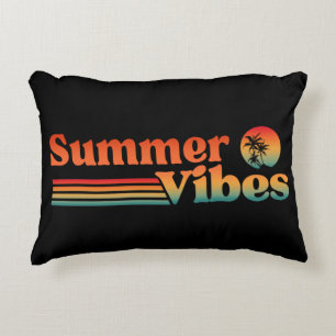 SUMMER VIBES VINTAGE SUNSET VACATION ACCENT PILLOW