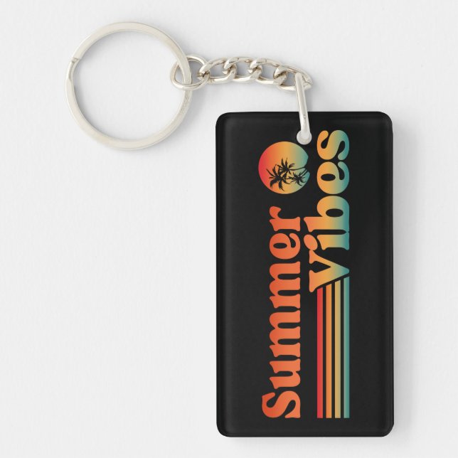 SUMMER VIBES VINTAGE SUNSET VACATION KEYCHAIN (Front)