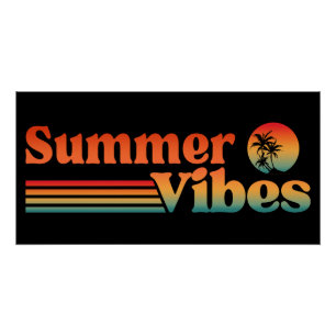 SUMMER VIBES VINTAGE SUNSET VACATION POSTER