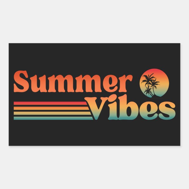 SUMMER VIBES VINTAGE SUNSET VACATION STICKER (Front)