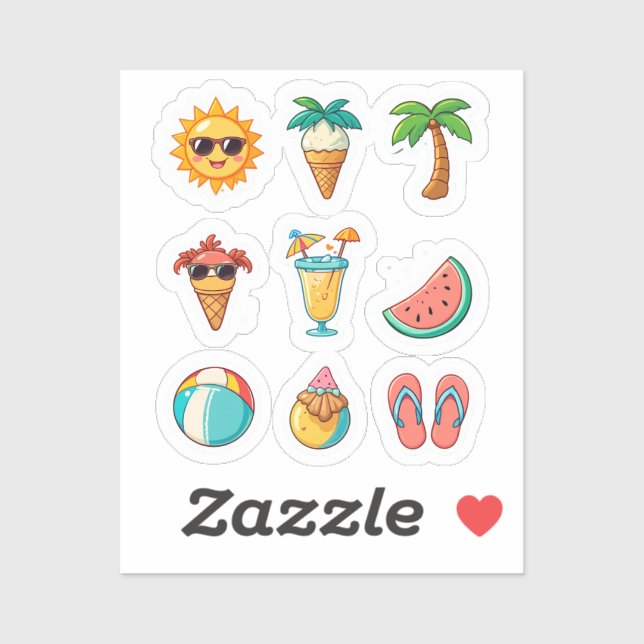 summer vibes vinyl sticker,tropical vacation, (Sheet)