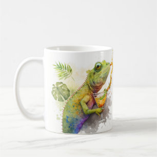 Summer Vibes Watercolor Chameleon Cocktail -  Coffee Mug