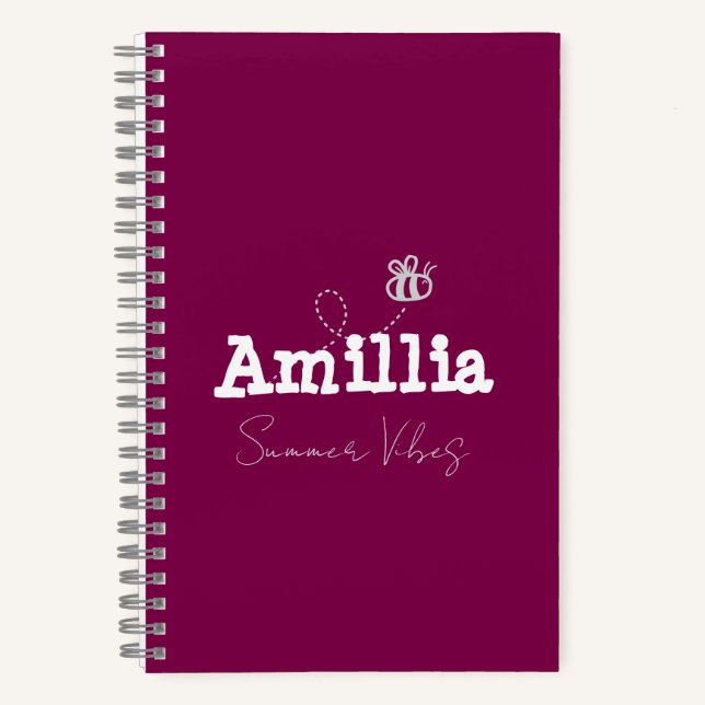 Summer vibes with monogram name elegant notebook (Front)
