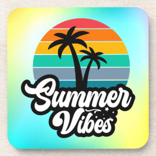 Summer Vibes with Palm Trees Design Coaster