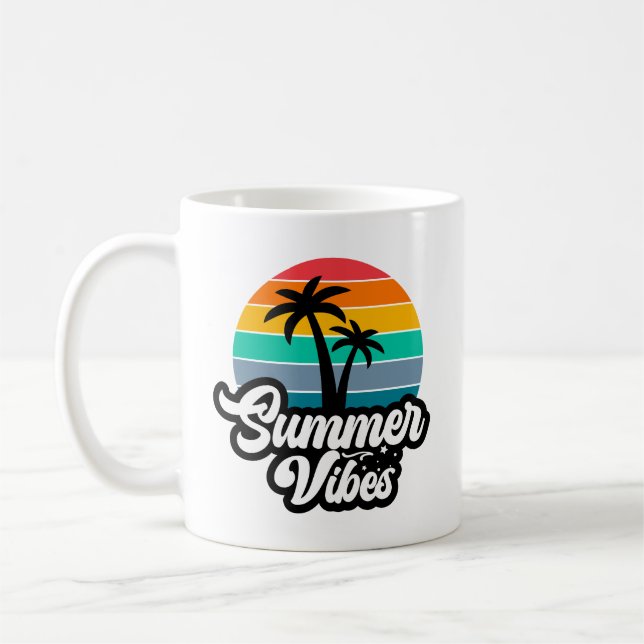 Summer Vibes with Palm Trees Design Coffee Mug (Left)