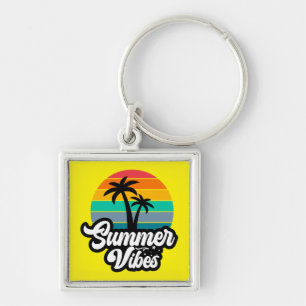 Summer Vibes with Palm Trees Design Keychain