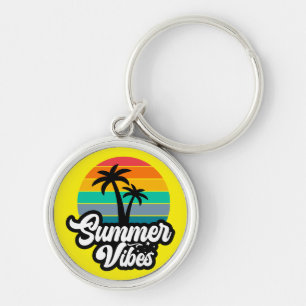 Summer Vibes with Palm Trees Design Keychain