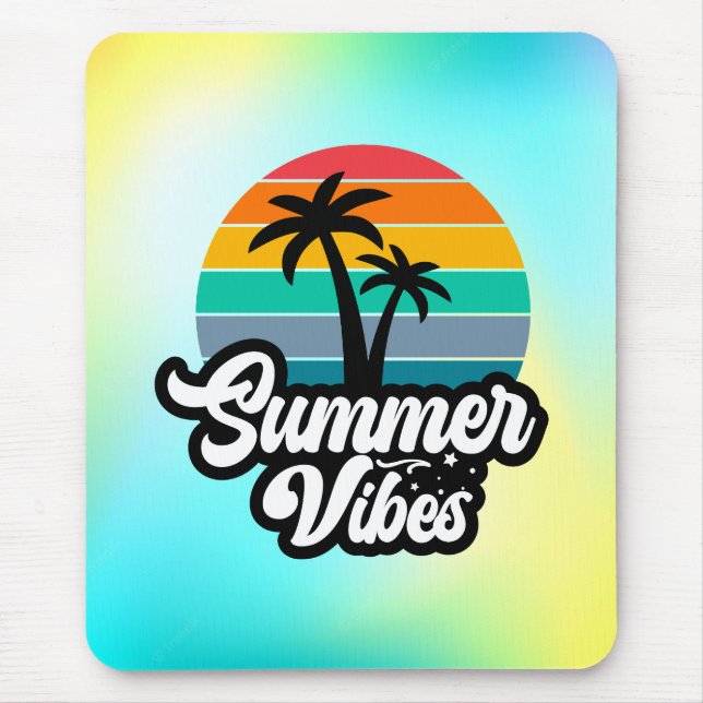 Summer Vibes with Palm Trees Design Mouse Pad (Front)
