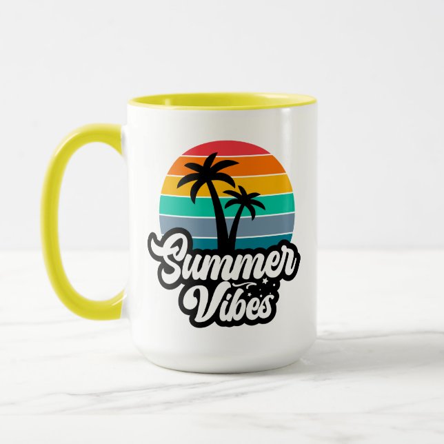 Summer Vibes with Palm Trees Design Mug (Left)