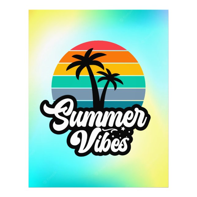 Summer Vibes with Palm Trees Design Photo Print (Front)