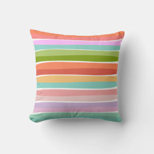 Summer vibrant stripe kids throw pillow