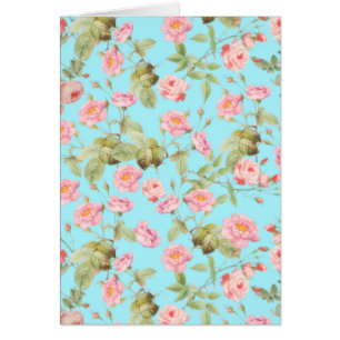 Summer Victorian Vintage Roses Pattern on Teal