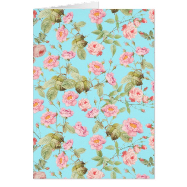 Summer Victorian Vintage Roses Pattern on Teal (Front)