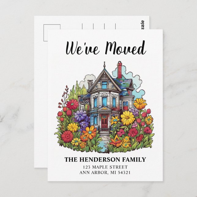 Summer Victorian We've Moved Announcement Postcard (Front/Back)