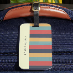 Summer Vintage Colourful Retro Stripes Pattern Luggage Tag