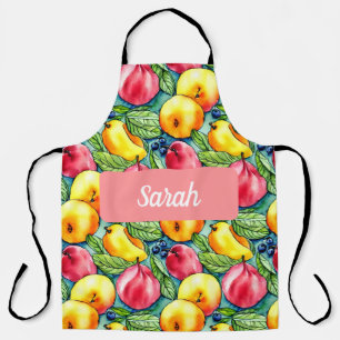 Summer vintage fruit watercolor pattern apron