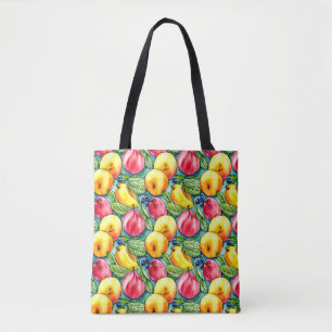 Summer vintage fruit watercolor pattern tote bag