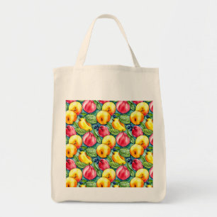 Summer vintage fruit watercolor pattern tote bag