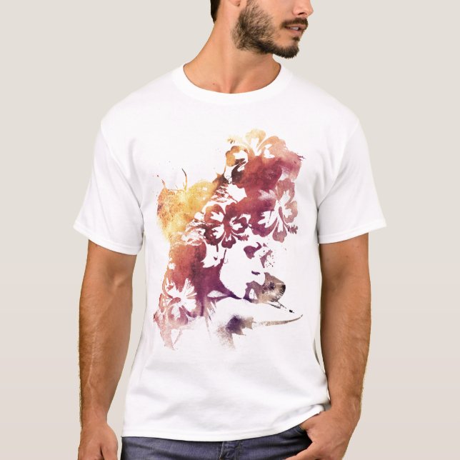 Summer Vintage Girl and Flowers T-Shirt (Front)