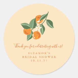 Summer Vintage Oranges Boho Custom Bridal Shower  Classic Round Sticker