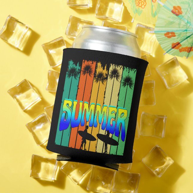 SUMMER VINTAGE PALM TREES CAN COOLER (In Situ Summer)