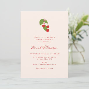 Summer Vintage Red Cherries Boho Baby Shower Invitation