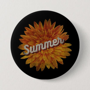 SUMMER VINTAGE SUNFLOWER 3 INCH ROUND BUTTON