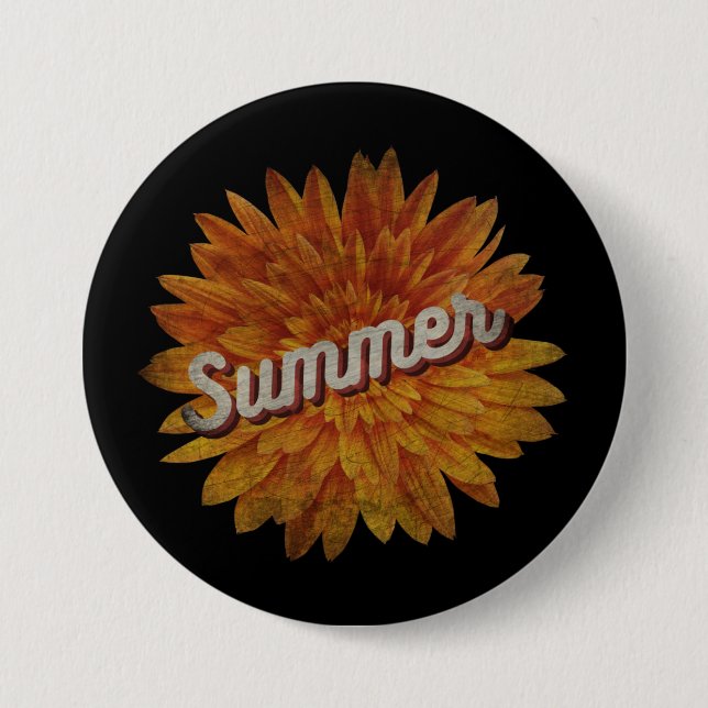 SUMMER VINTAGE SUNFLOWER 3 INCH ROUND BUTTON (Front)