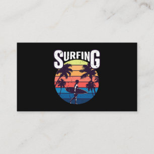 Summer Vintage Surf Surfing Surfers Beach Palm Tre Business Card